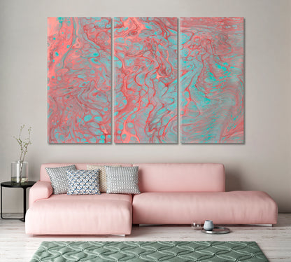Abstract Pink and Blue Marble Canvas Print-Canvas Print-CetArt-1 Panel-24x16 inches-CetArt