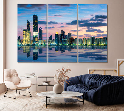 View of Abu Dhabi Skyline at Sunset UAE Canvas Print-Canvas Print-CetArt-1 Panel-24x16 inches-CetArt