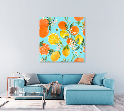 Orange Lemon Grapefruit Fruits Canvas Print-Canvas Print-CetArt-1 panel-12x12 inches-CetArt