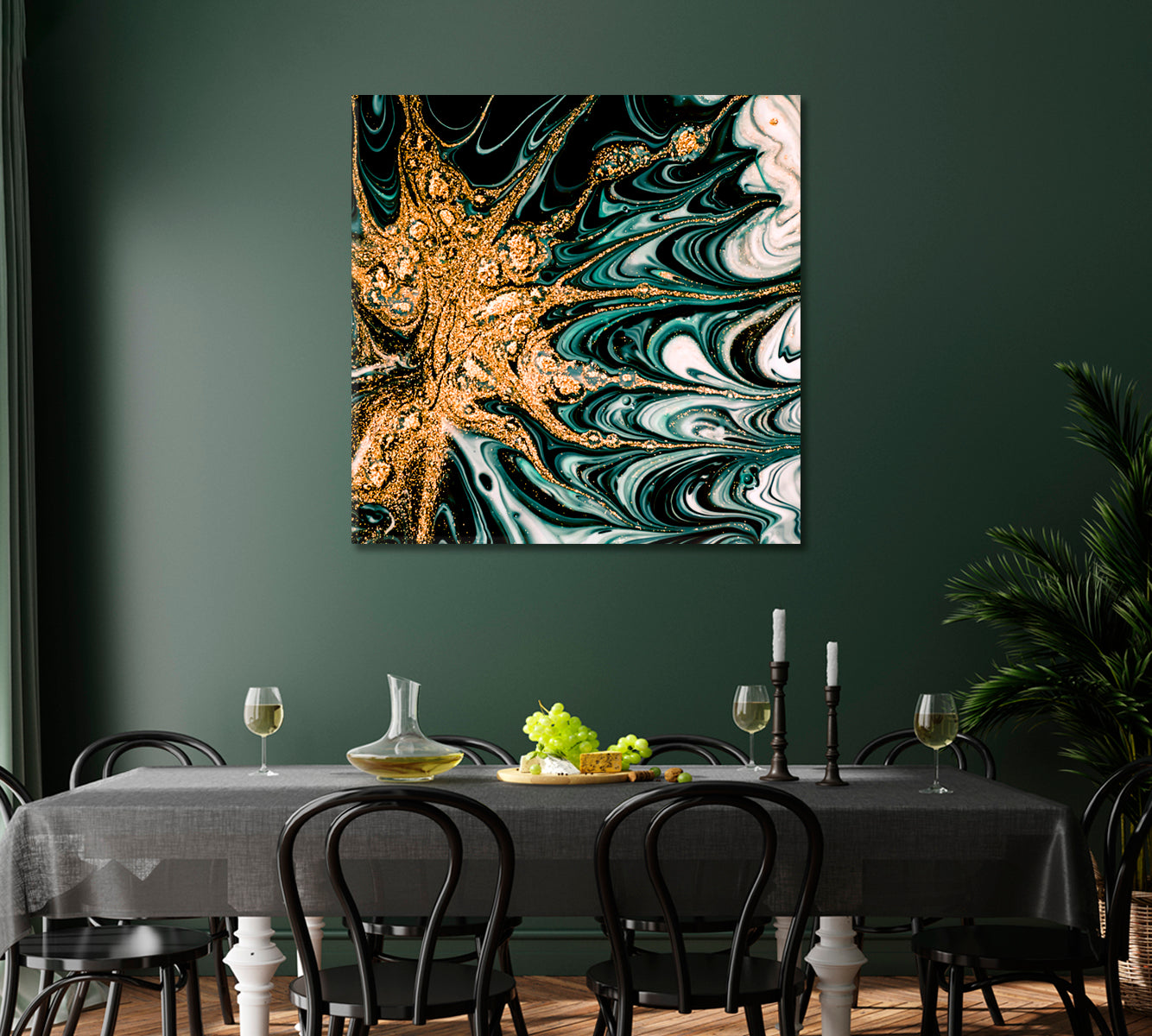 Abstract Green Marble Curls Canvas Print-Canvas Print-CetArt-1 panel-12x12 inches-CetArt