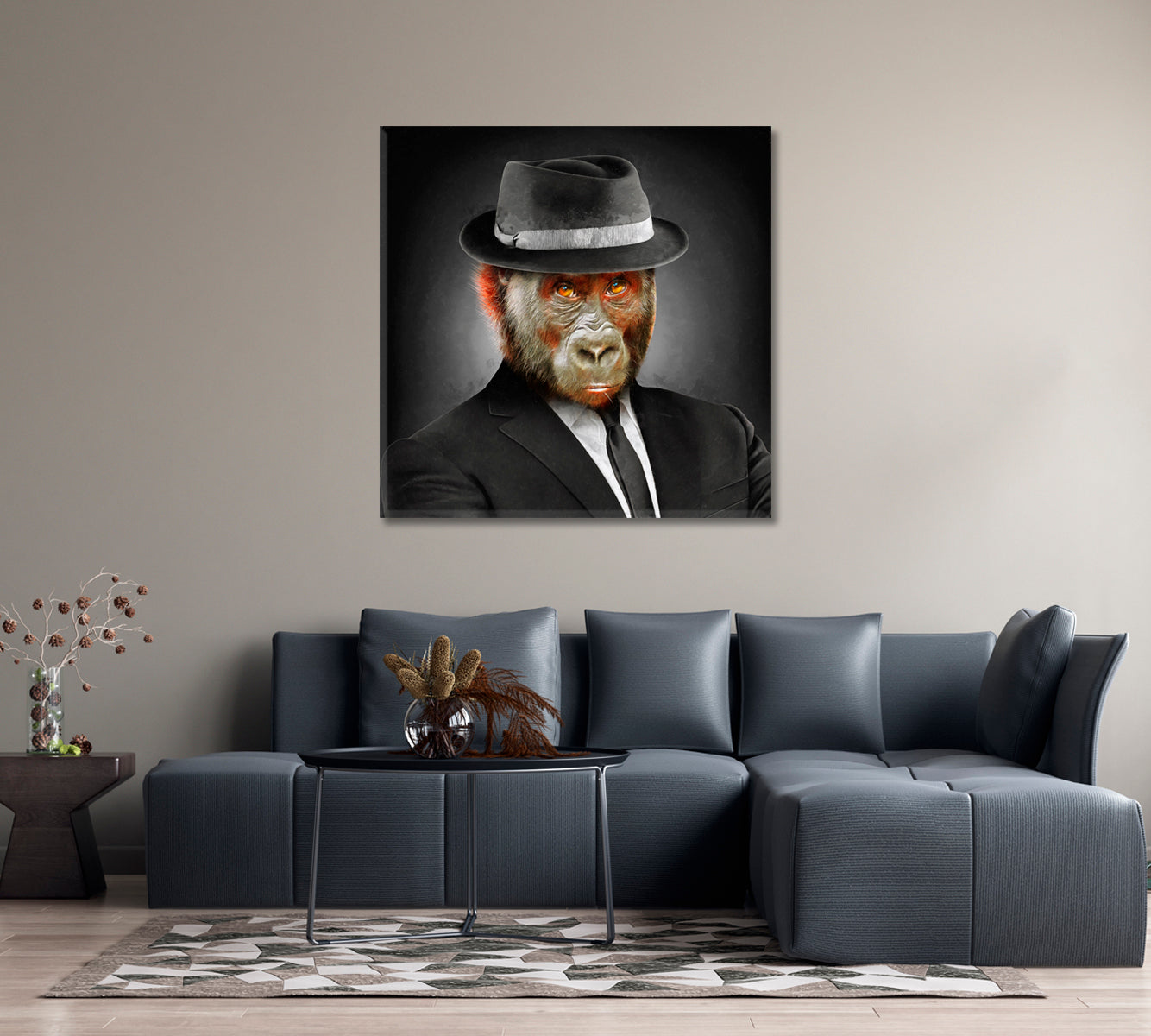 Monkey Businessman Canvas Print-Canvas Print-CetArt-1 panel-12x12 inches-CetArt