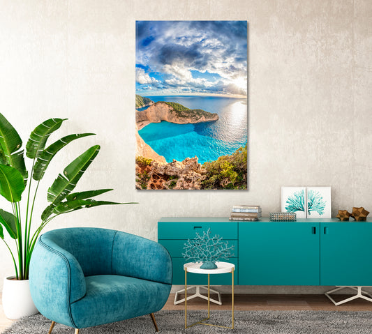 Navagio Beach Zakynthos Island Greece Canvas Print-Canvas Print-CetArt-1 panel-16x24 inches-CetArt