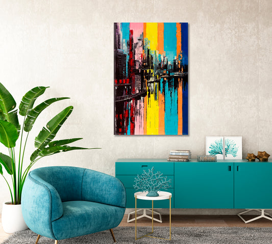 Abstract Colorful City Canvas Print-Canvas Print-CetArt-1 panel-16x24 inches-CetArt