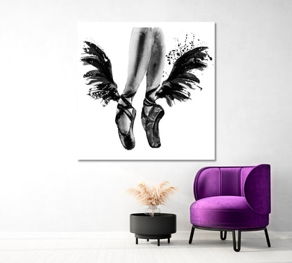 Watercolor Pointe Shoes with Wings Canvas Print-Canvas Print-CetArt-1 panel-12x12 inches-CetArt