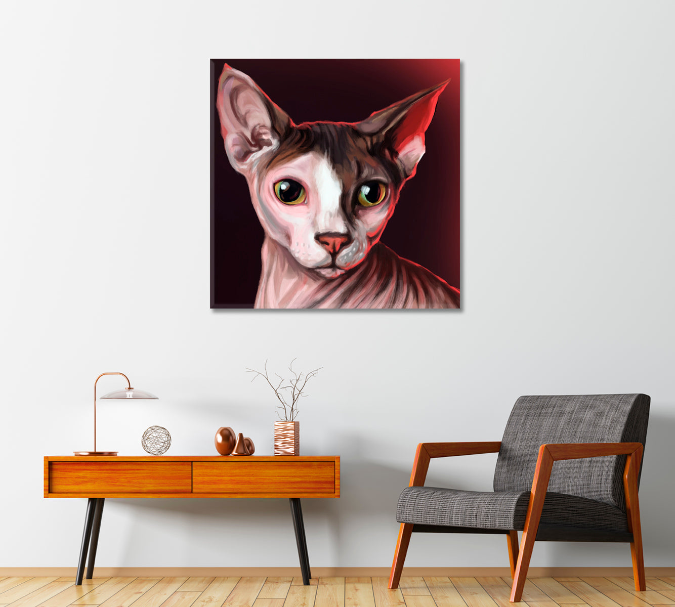 Sphynx Cat Portrait Canvas Print-Canvas Print-CetArt-1 panel-12x12 inches-CetArt