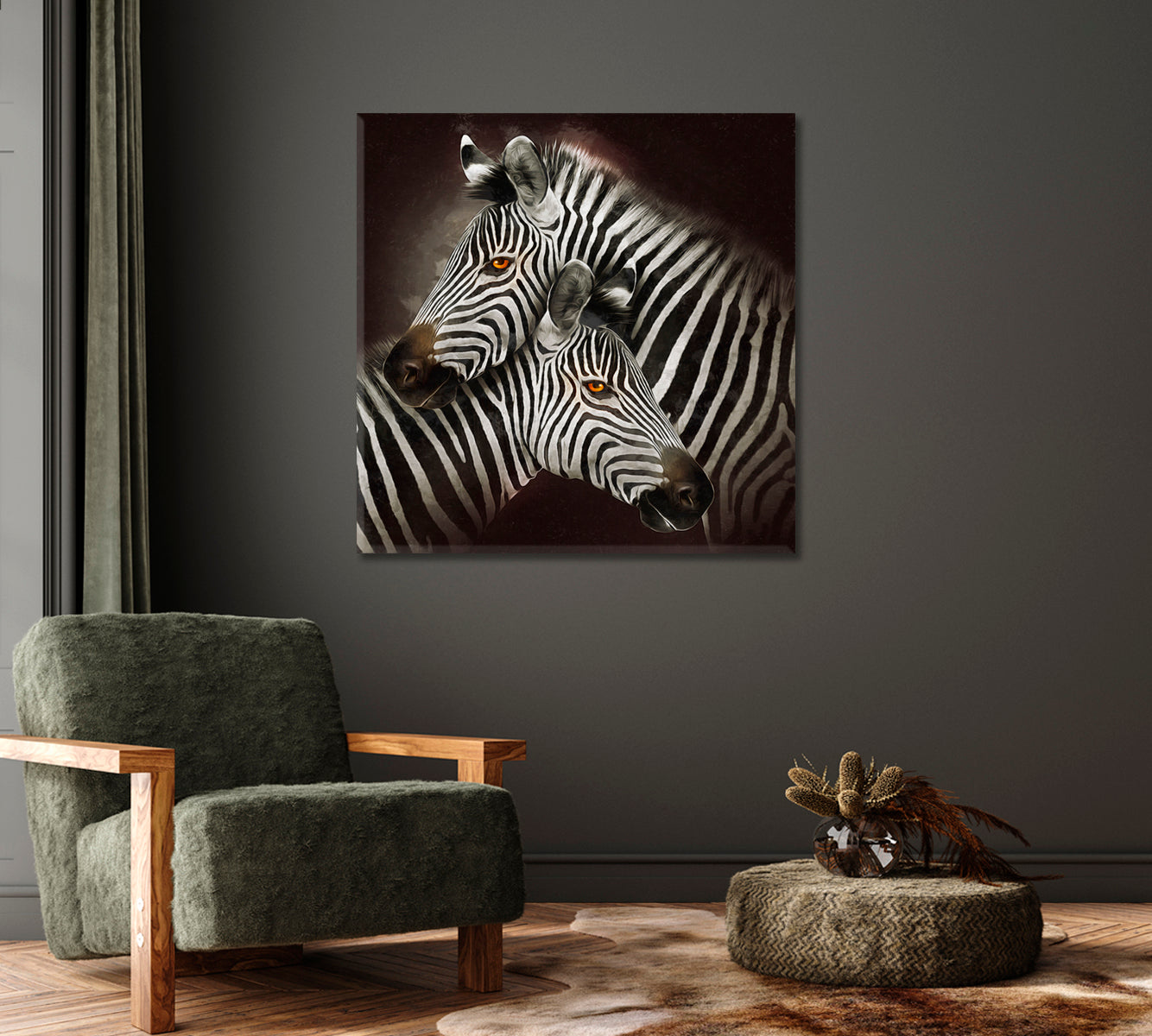 Modern Zebra Portrait Canvas Print-Canvas Print-CetArt-1 panel-12x12 inches-CetArt