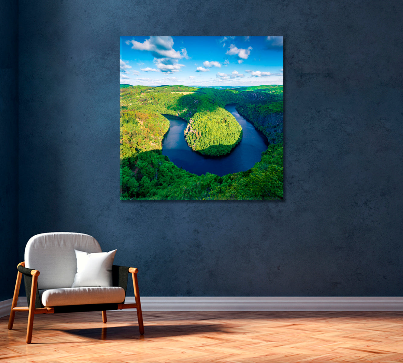 Horseshoe Shaped Vltava River Czech Republic Canvas Print-Canvas Print-CetArt-1 panel-12x12 inches-CetArt