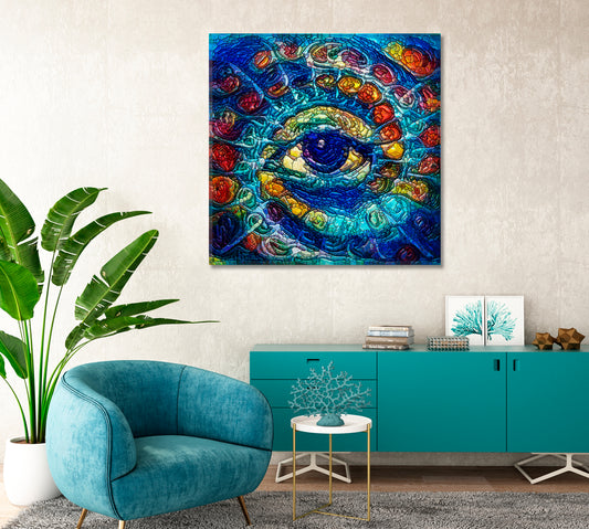 Abstract Stained Glass Eye Canvas Print-Canvas Print-CetArt-1 panel-12x12 inches-CetArt