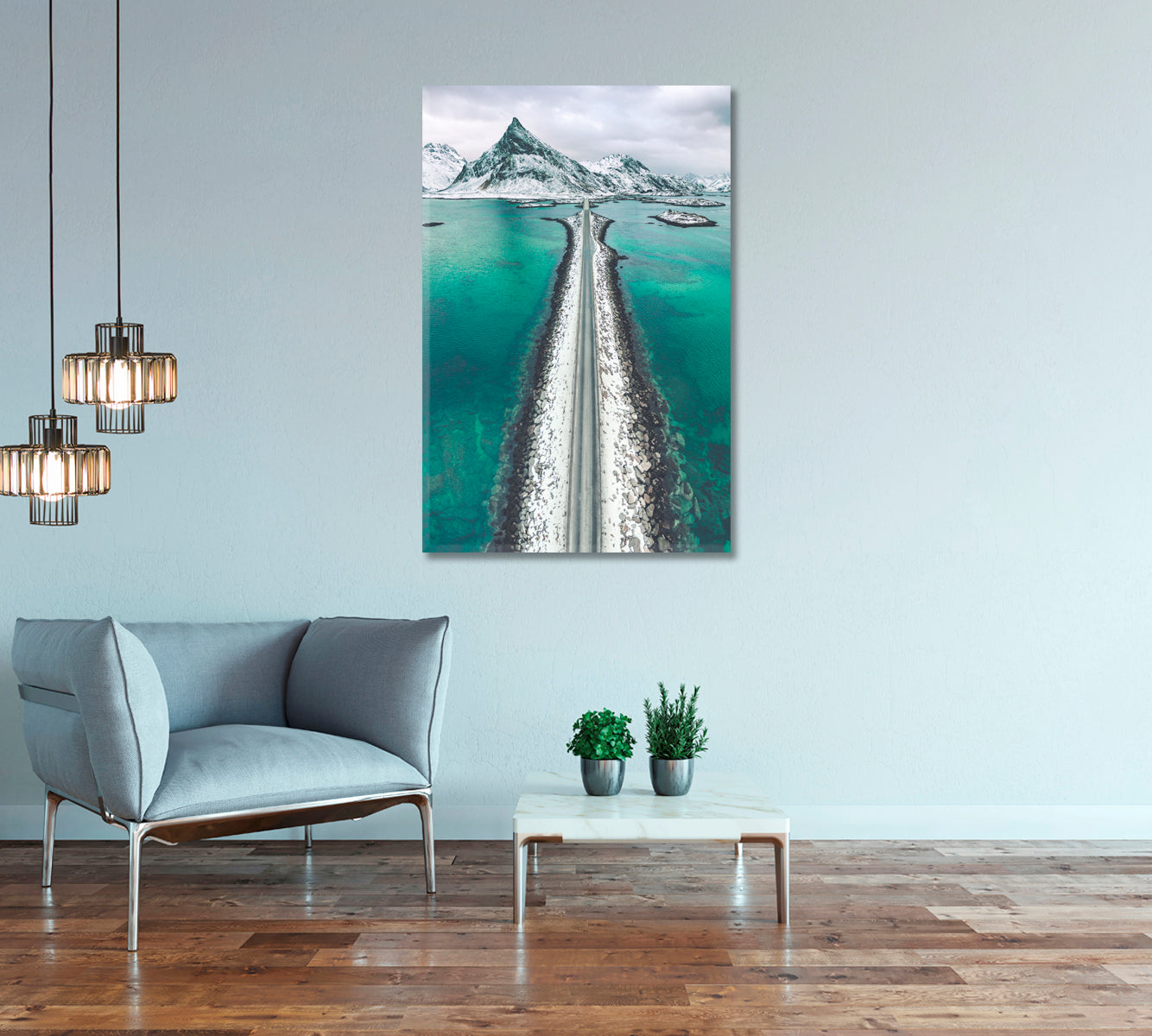 Ostend Mount And Asphalt Road Lofoten Islands Norway Canvas Print-Canvas Print-CetArt-1 panel-16x24 inches-CetArt