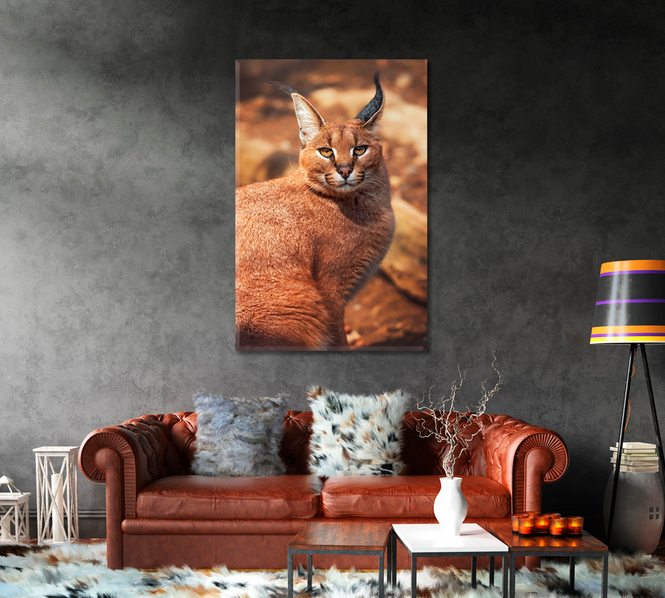 Caracal Portrait Canvas Print-Canvas Print-CetArt-1 panel-16x24 inches-CetArt