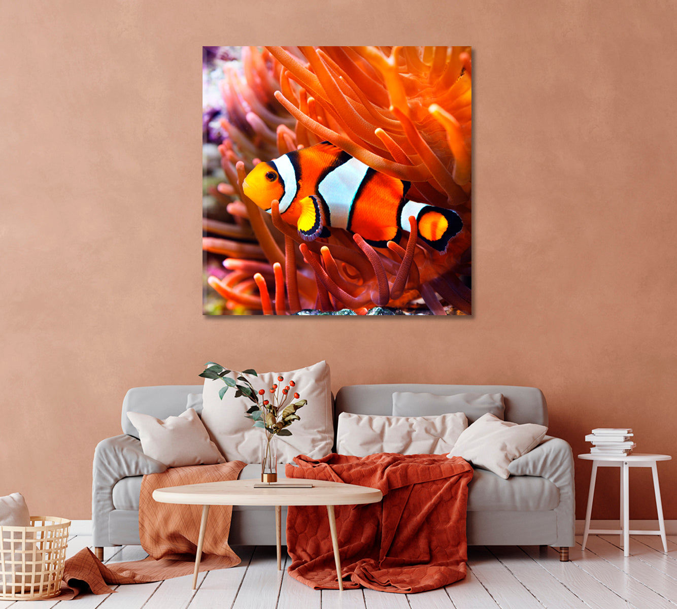 Clownfish in Anemone Canvas Print-Canvas Print-CetArt-1 panel-12x12 inches-CetArt