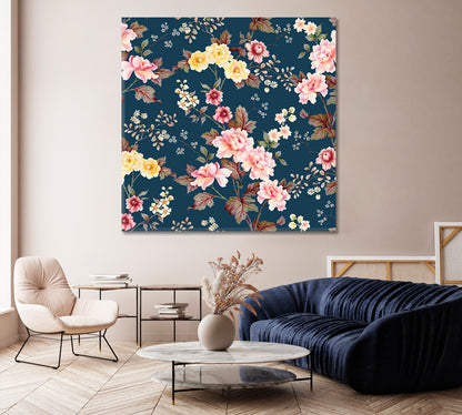 Abstract Hibiscus Flowers Canvas Print-Canvas Print-CetArt-1 panel-12x12 inches-CetArt