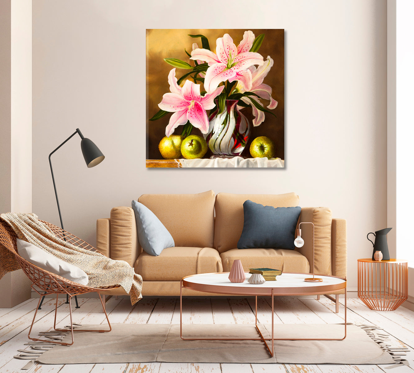 Still Life Lilies Flowers Canvas Print-Canvas Print-CetArt-1 panel-12x12 inches-CetArt