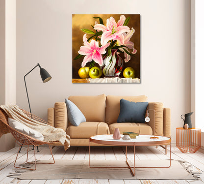 Still Life Lilies Flowers Canvas Print-Canvas Print-CetArt-1 panel-12x12 inches-CetArt