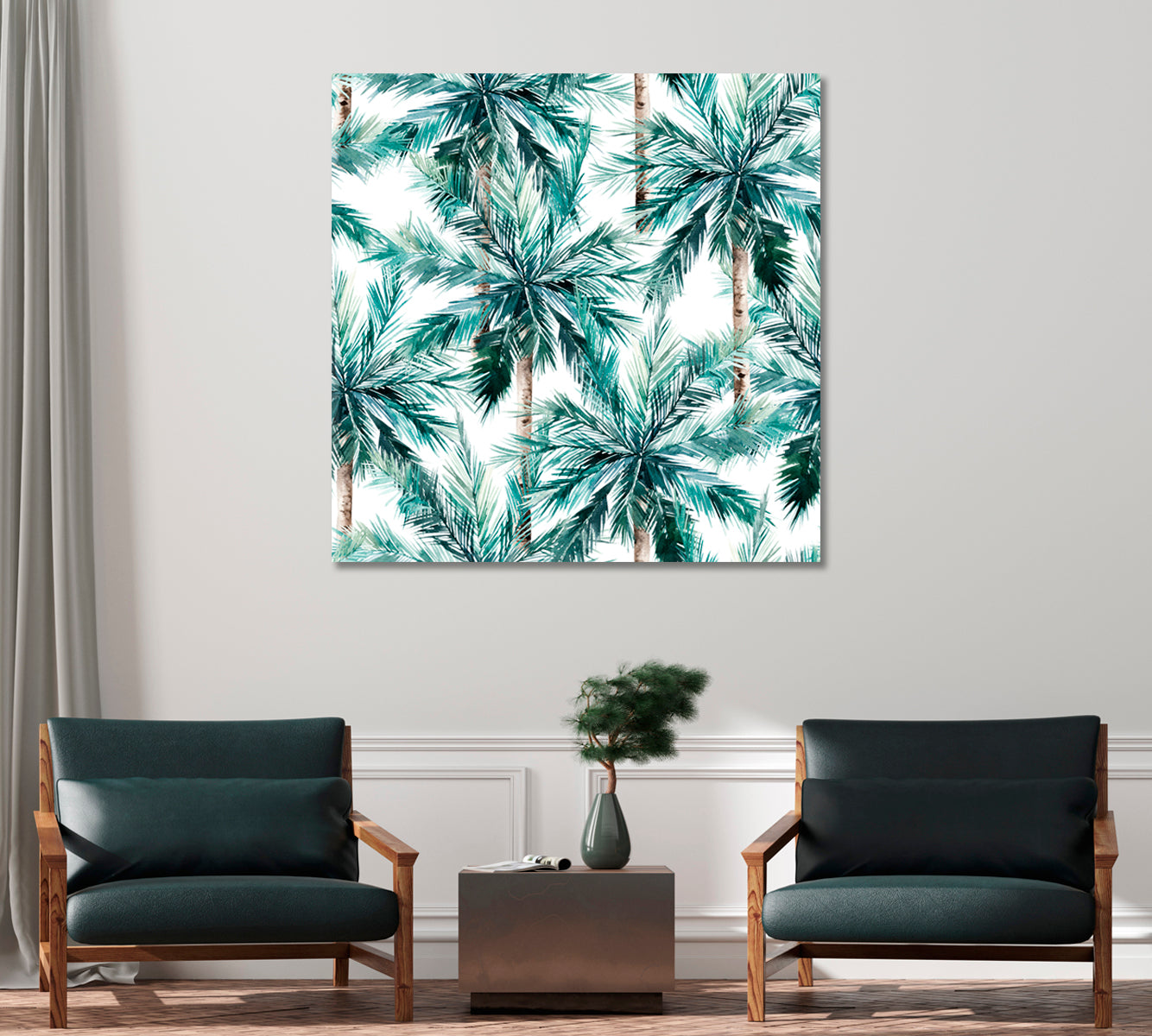 Watercolor Coconut Palms Canvas Print-Canvas Print-CetArt-1 panel-12x12 inches-CetArt