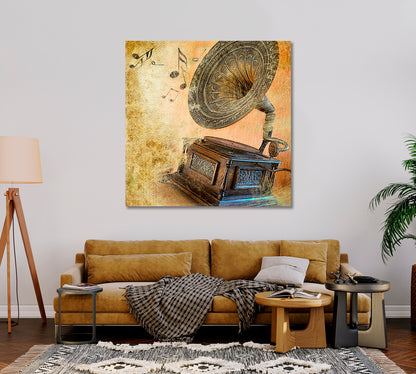 Vintage Gramophone Canvas Print-Canvas Print-CetArt-1 panel-12x12 inches-CetArt