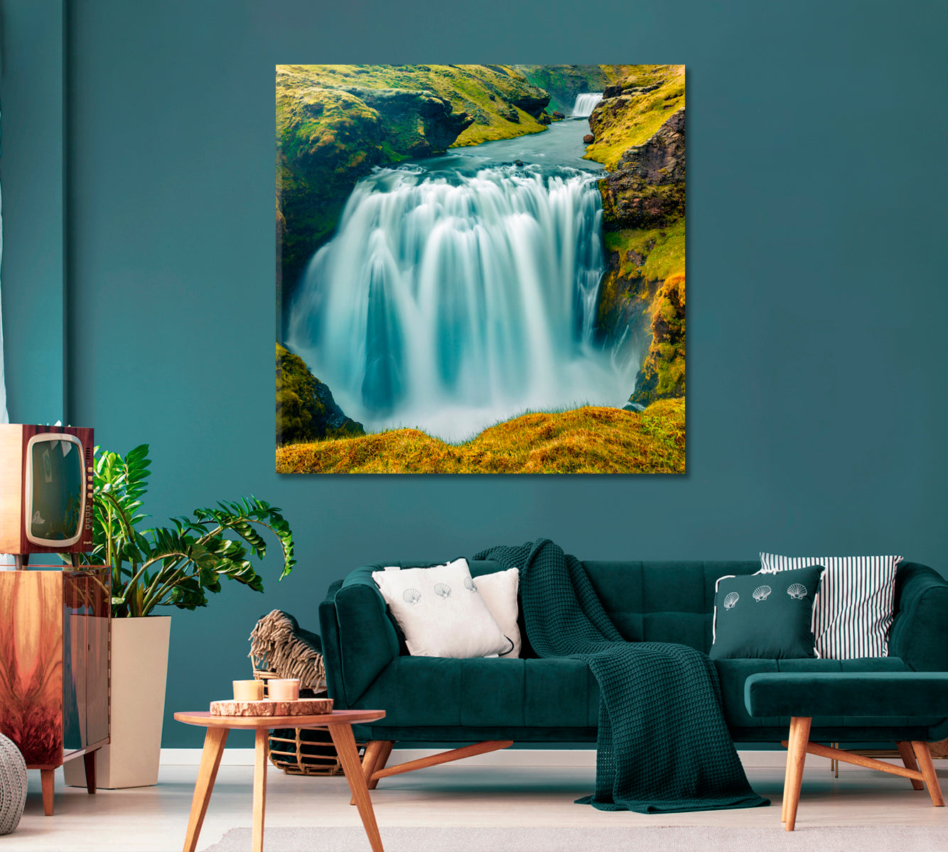 Skogafoss Waterfall Iceland Canvas Print-Canvas Print-CetArt-1 panel-12x12 inches-CetArt