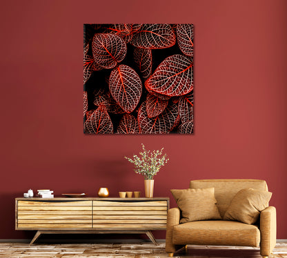 Tropical Red Leaves Canvas Print-Canvas Print-CetArt-1 panel-12x12 inches-CetArt