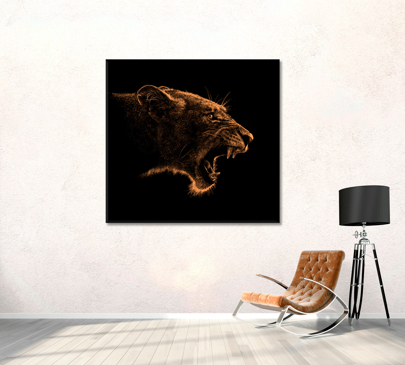 Graphic Sketch Angry Lion Canvas Print-Canvas Print-CetArt-1 panel-12x12 inches-CetArt