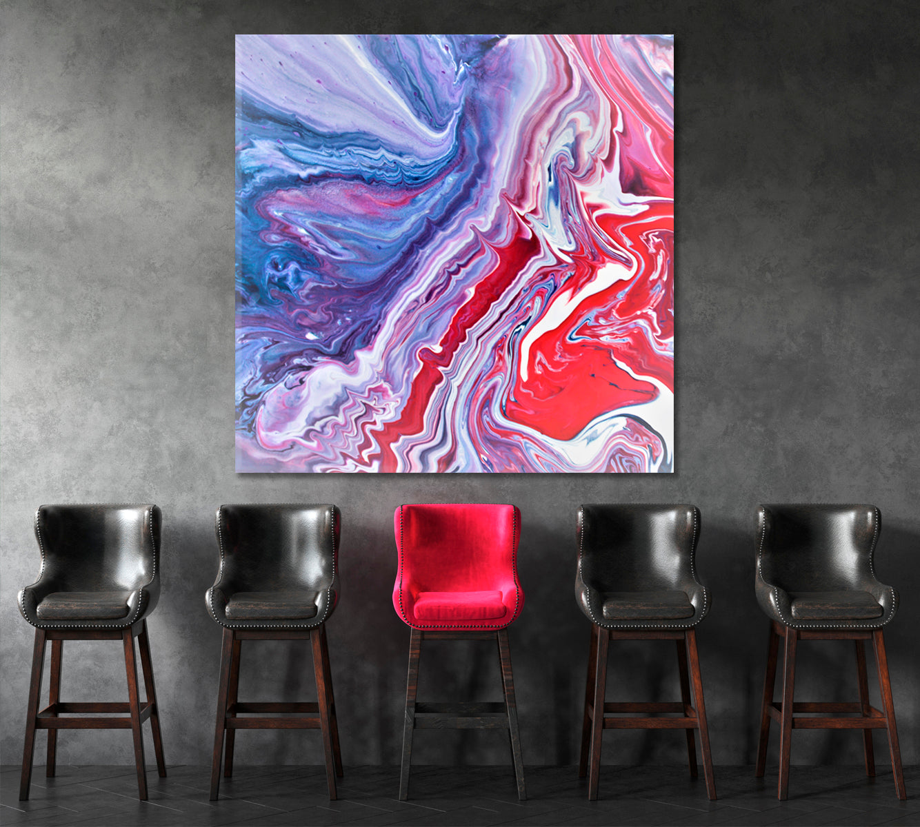 Modern Blue and Red Swirls Canvas Print-Canvas Print-CetArt-1 panel-12x12 inches-CetArt