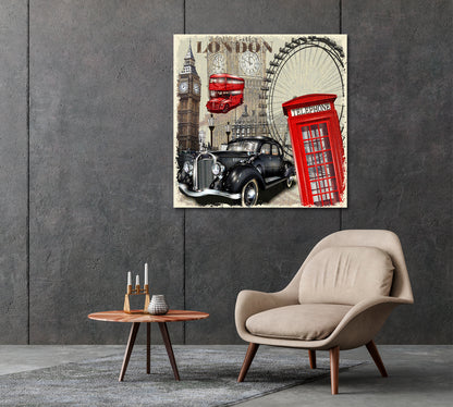 Retro London Canvas Print-Canvas Print-CetArt-1 panel-12x12 inches-CetArt