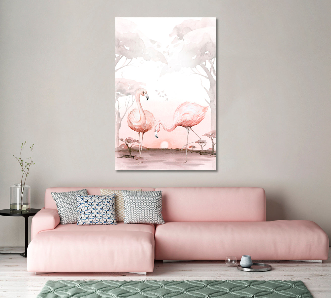 Pair of Watercolor Flamingos Canvas Print-Canvas Print-CetArt-1 panel-16x24 inches-CetArt