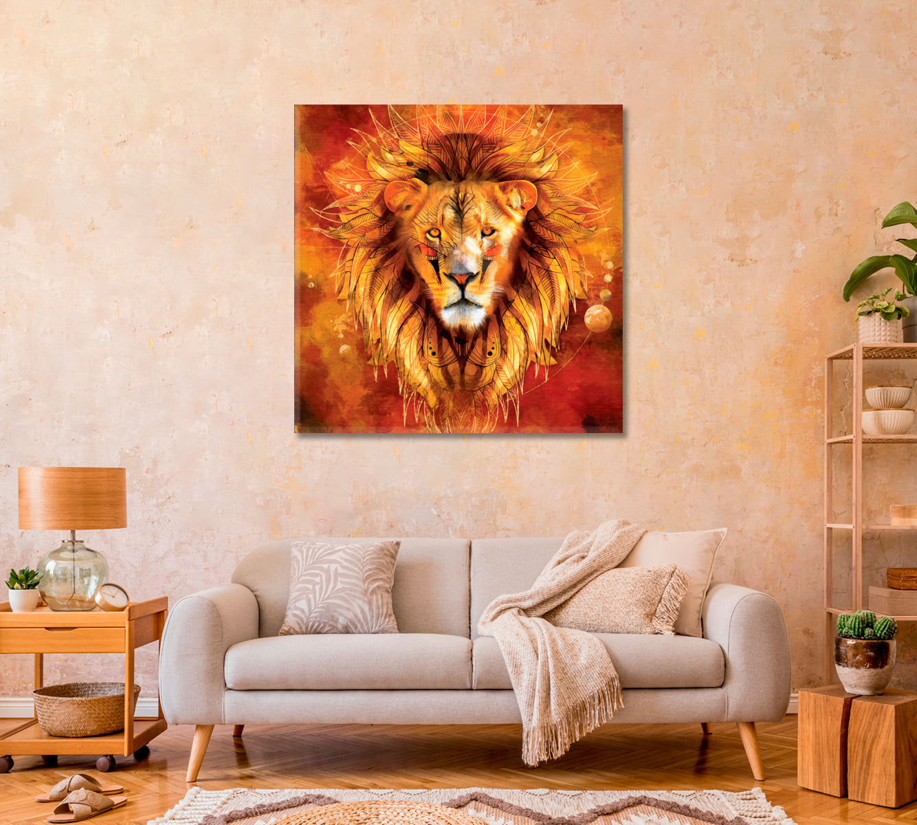 Abstract Lion Canvas Print-Canvas Print-CetArt-1 panel-12x12 inches-CetArt