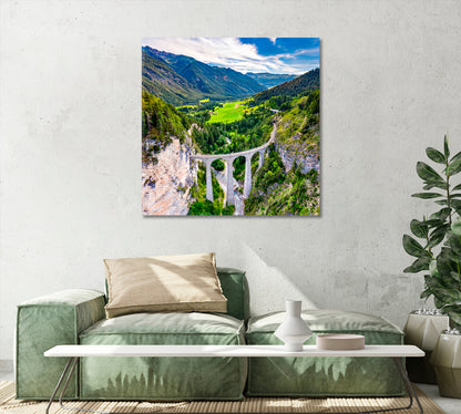 Landwasser Viaduct Swiss Alps Canvas Print-Canvas Print-CetArt-1 panel-12x12 inches-CetArt