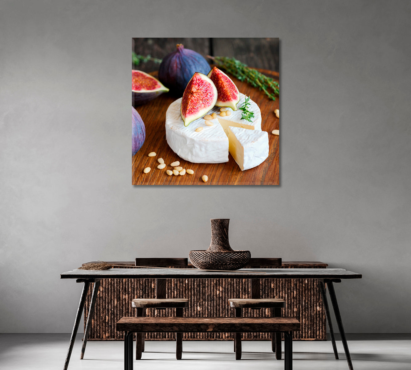 Camembert Cheese with Figs Canvas Print-Canvas Print-CetArt-1 panel-12x12 inches-CetArt