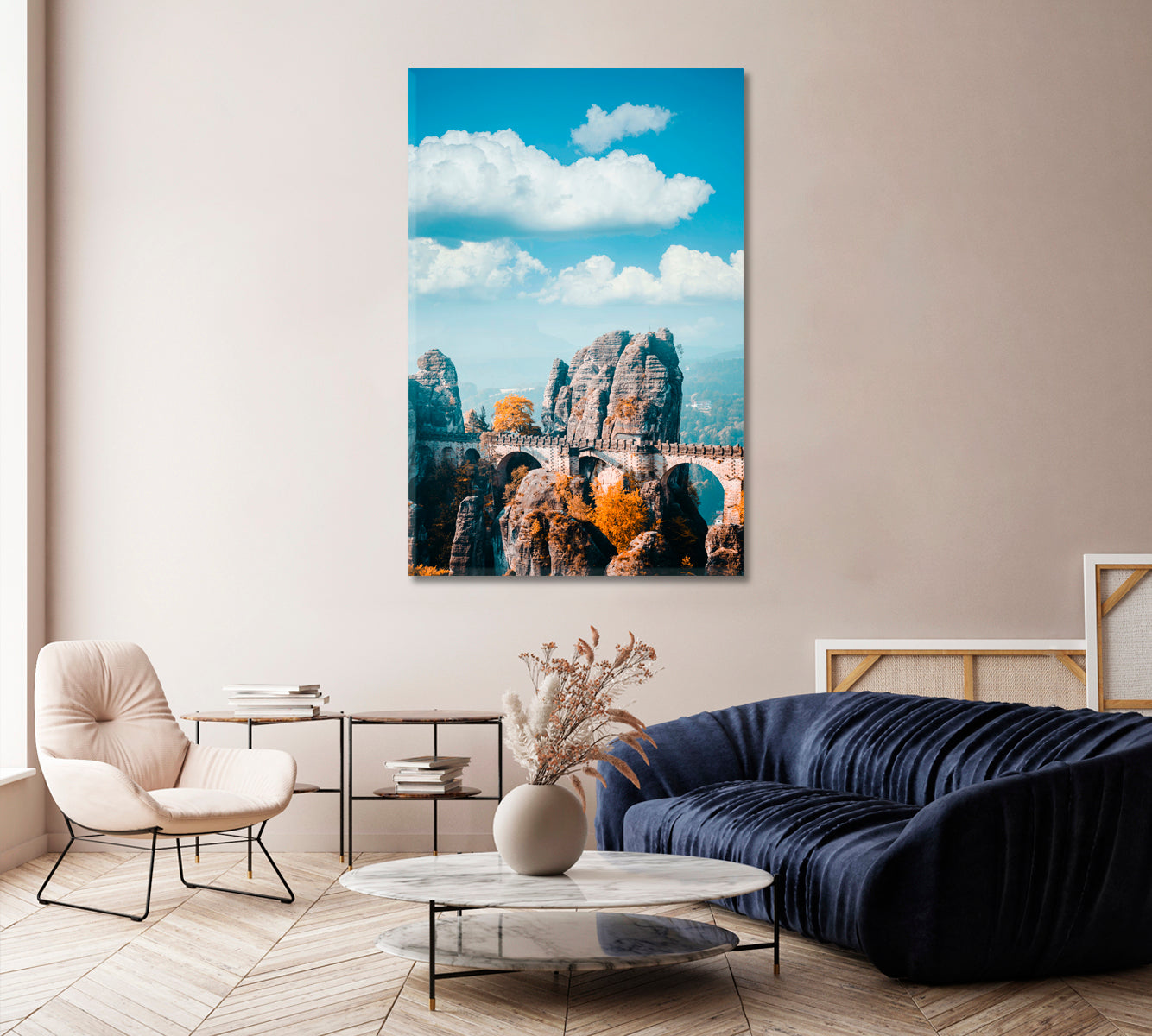 Bastei Stone Bridge in Saxon Switzerland National Park Canvas Print-Canvas Print-CetArt-1 panel-16x24 inches-CetArt