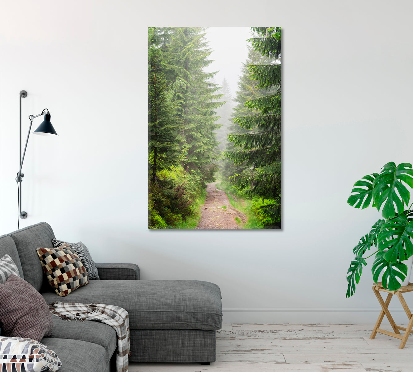 Trail in Beautiful Pine Forest Canvas Print-Canvas Print-CetArt-1 panel-16x24 inches-CetArt