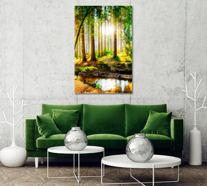 Spring Forest with Sunbeams Canvas Print-Canvas Print-CetArt-1 panel-16x24 inches-CetArt