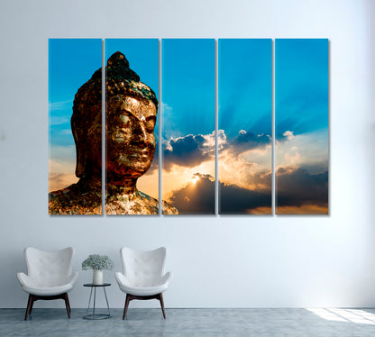 Asia Gold Buddha Canvas Print-Canvas Print-CetArt-5 Panels-36x24 inches-CetArt