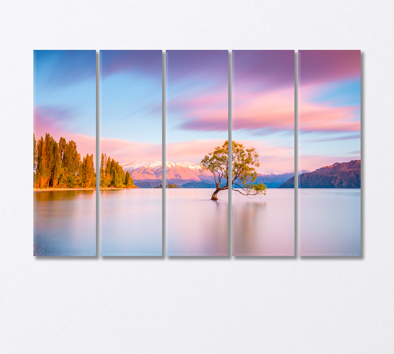 Wanaka Tree at Sunrise Canvas Print-Canvas Print-CetArt-5 Panels-36x24 inches-CetArt