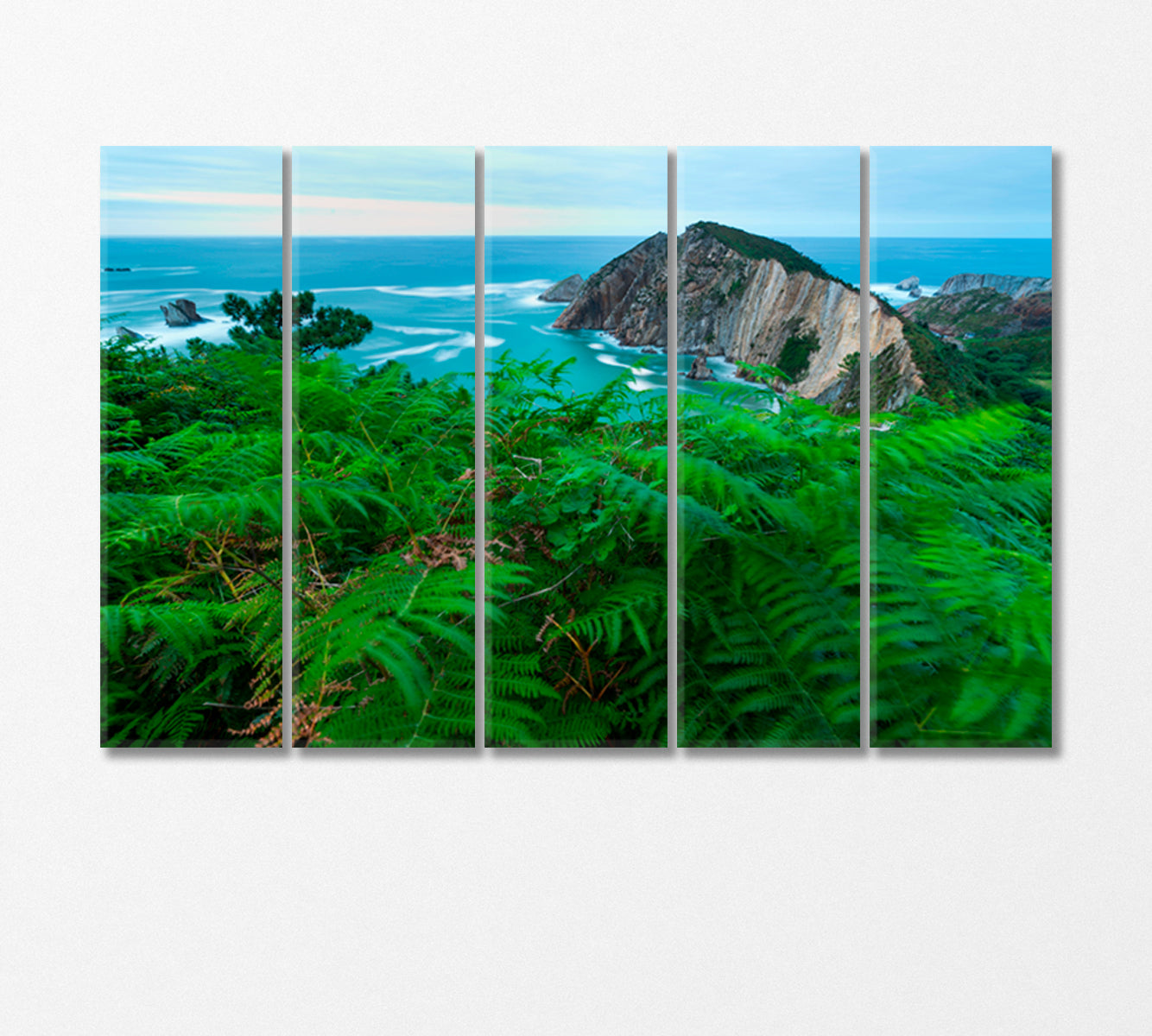 Wild Fern on El Silencio Beach Spain Canvas Print-Canvas Print-CetArt-5 Panels-36x24 inches-CetArt