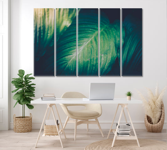 Tropical Green Leaves Canvas Print-Canvas Print-CetArt-1 Panel-24x16 inches-CetArt