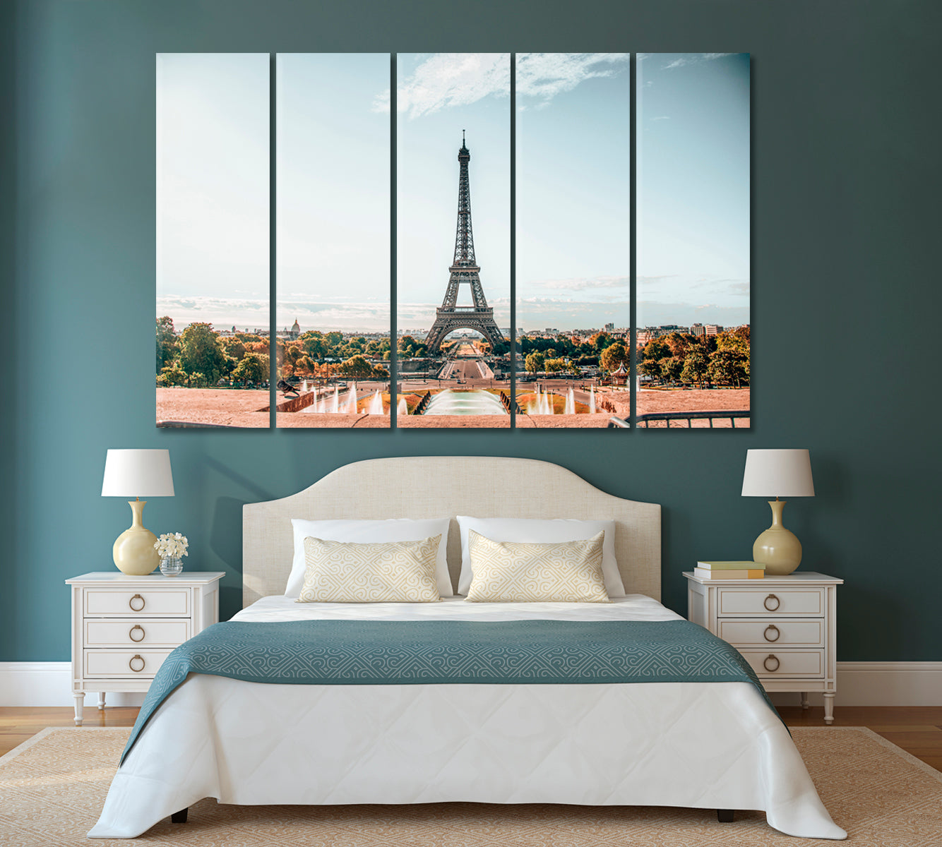 Eiffel Tower Paris France Canvas Print-Canvas Print-CetArt-5 Panels-36x24 inches-CetArt