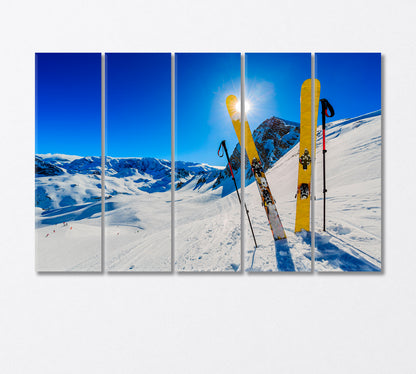 Ski on Sunny Mountain Alps Canvas Print-Canvas Print-CetArt-5 Panels-36x24 inches-CetArt