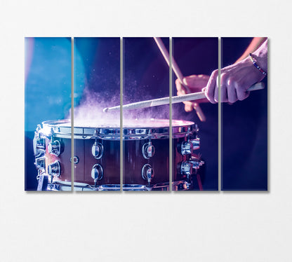 Close Up of Drummer's Hands While Playing Drums Canvas Print-Canvas Print-CetArt-5 Panels-36x24 inches-CetArt