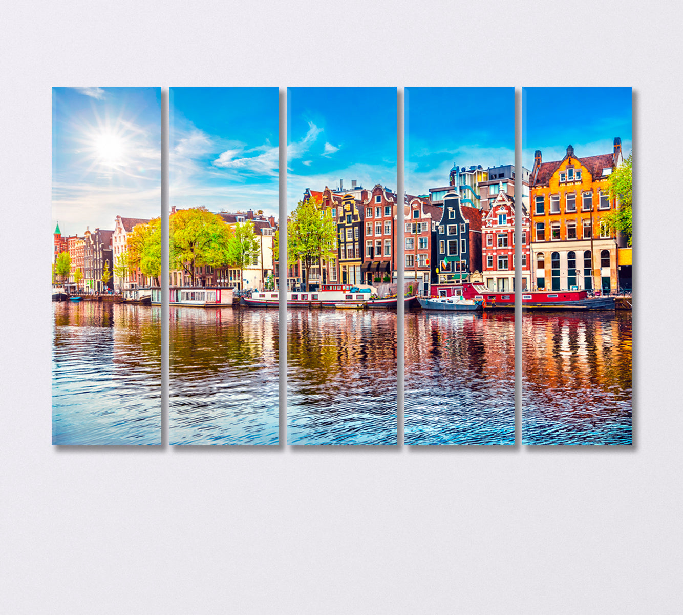 Colorful Houses Amsterdam Canvas Print-Canvas Print-CetArt-5 Panels-36x24 inches-CetArt