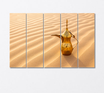 Vintage Arabic Teapot in the Desert Canvas Print-Canvas Print-CetArt-5 Panels-36x24 inches-CetArt