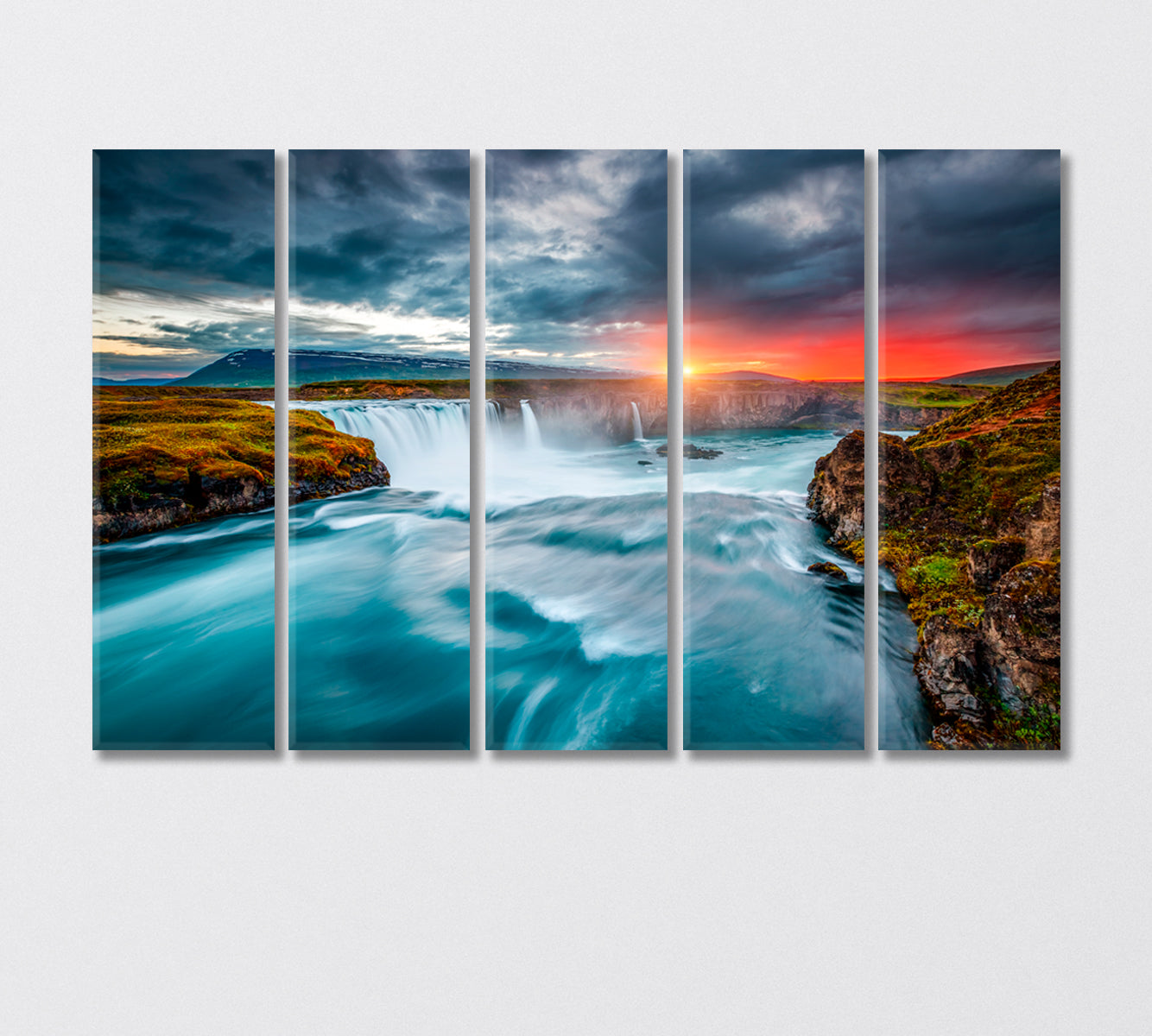 Godafoss Waterfall Iceland Canvas Print-Canvas Print-CetArt-5 Panels-36x24 inches-CetArt