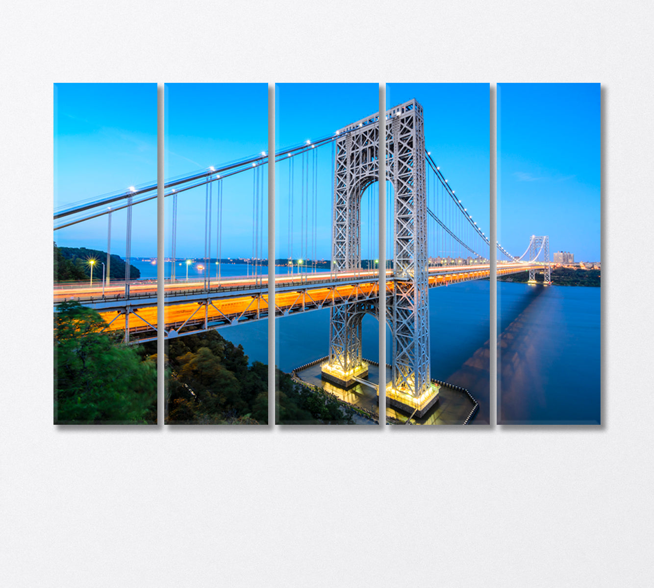 George Washington Bridge the Hudson River New York Canvas Print-Canvas Print-CetArt-5 Panels-36x24 inches-CetArt