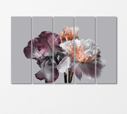 Bouquet of Peonies and Irises Canvas Print-CetArt-5 Panels-36x24 inches-CetArt