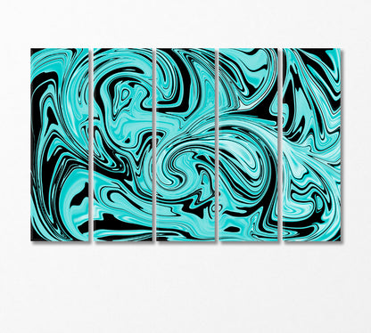 Abstract Blue and Marble Swirls Canvas Print-Canvas Print-CetArt-5 Panels-36x24 inches-CetArt