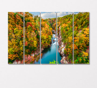 Autumn Landscape with Tallulah Falls Georgia USA Canvas Print-Canvas Print-CetArt-5 Panels-36x24 inches-CetArt