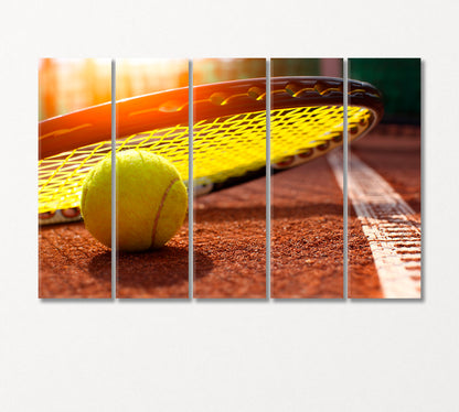 Tennis Ball and Racket Canvas Print-Canvas Print-CetArt-5 Panels-36x24 inches-CetArt