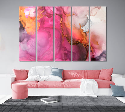 Abstract Colorful Purple Marble Canvas Print-Canvas Print-CetArt-5 Panels-36x24 inches-CetArt