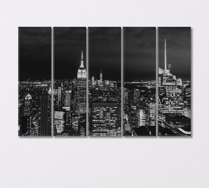 New York in Black White Canvas Print-Canvas Print-CetArt-5 Panels-36x24 inches-CetArt