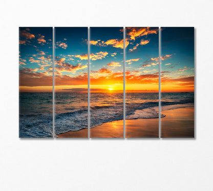Sunrise over the Beach Punta Cana Canvas Print-Canvas Print-CetArt-5 Panels-36x24 inches-CetArt